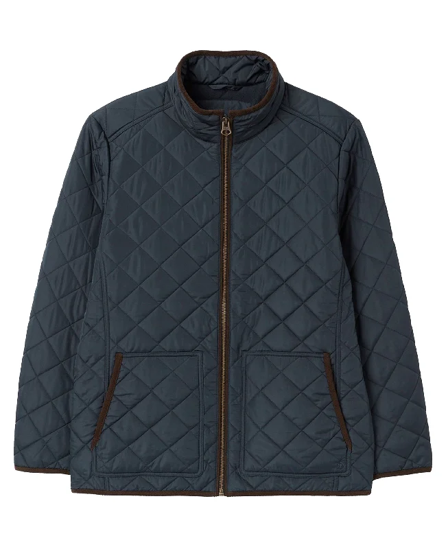 Maynard Diamond Quilted Jacket - Navy Zip Front Button Front Snap Front