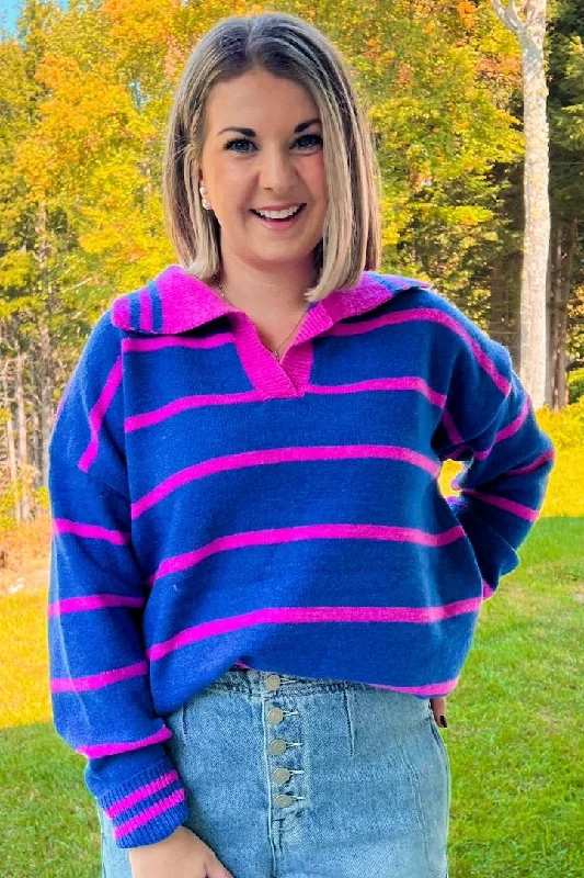 Bold Ideas Sweater - Cobalt/Bright Pink Transparent Opaque Sheer