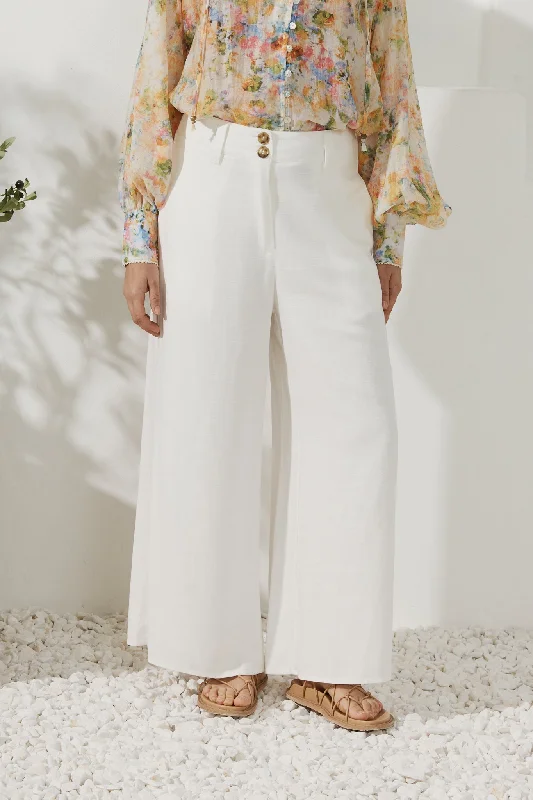 Keira White Wide Leg Pants Comfortable Fleece Pants