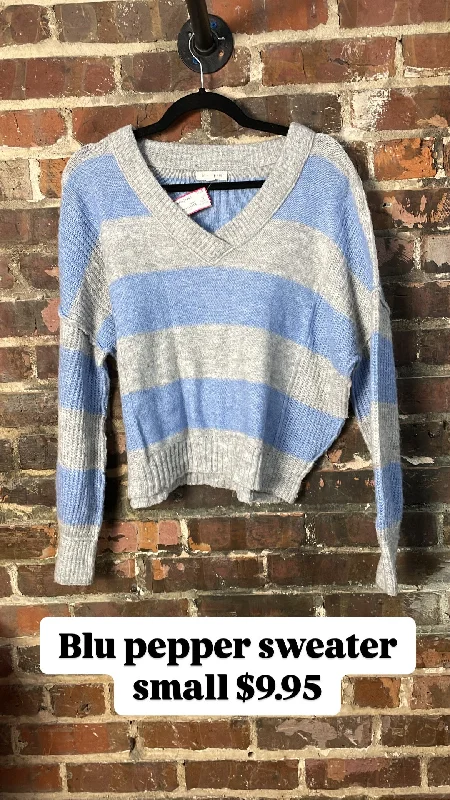 Blu pepper sweater Ribbed Striped Patterned