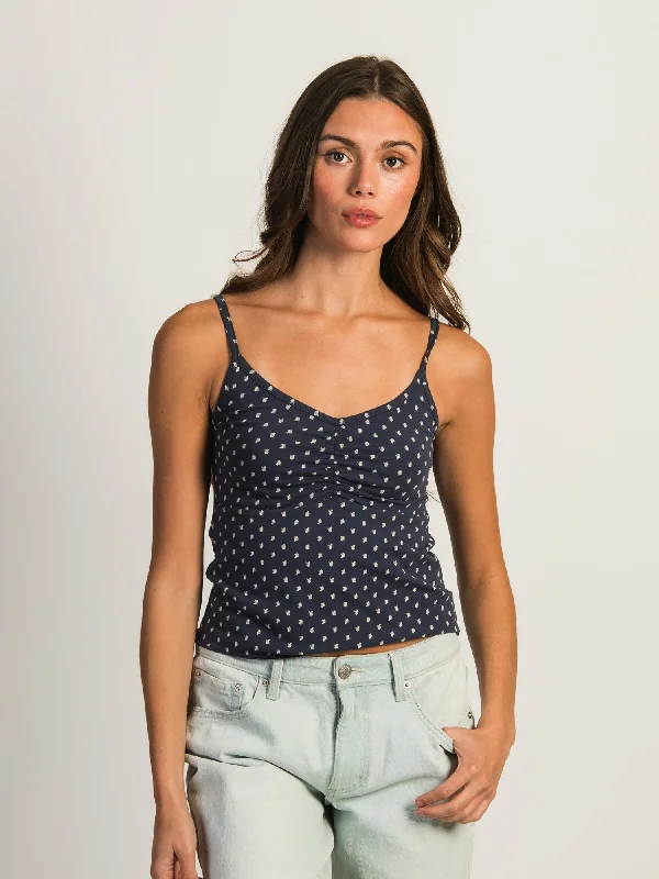 HARLOW ABBY PRINT TANK - INDIGO cropped tank top