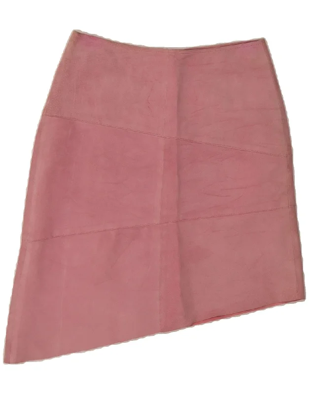 SISLEY Womens Asymmetric Leather Skirt IT 42 Medium W28  Pink Leather denim skirt durable