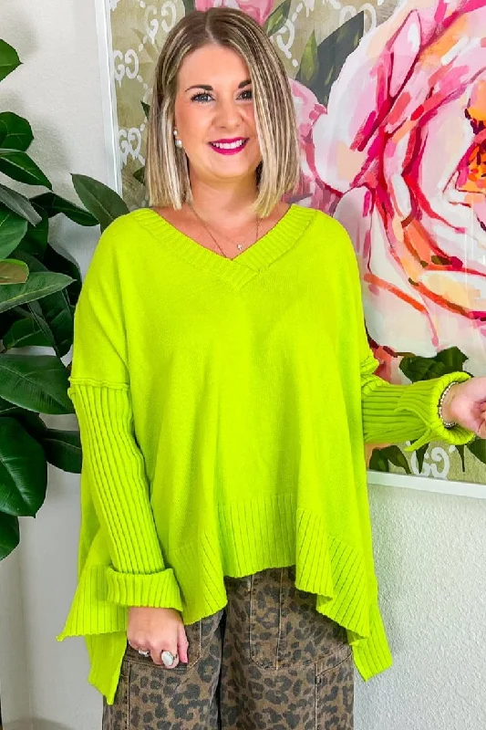 Highly Caffeinated Sweater - Lime Green Boxy Sweater Fitted Sweater A-Line