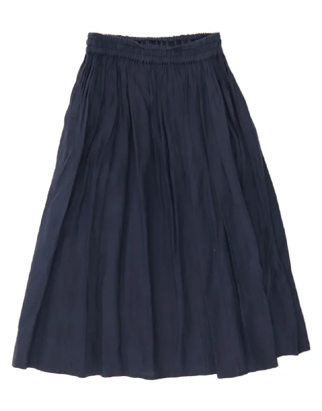 MARELLA Womens A-Line Skirt UK 12 Medium W28  Navy Blue Flax flowy skirt hem