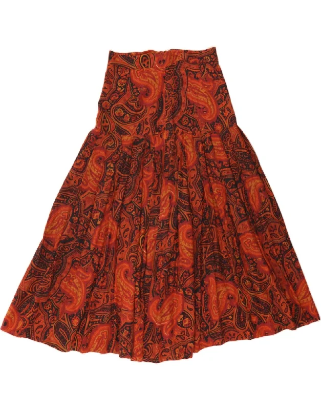 VINTAGE Womens A-Line Skirt W28 Medium  Brown Paisley linen skirt airy