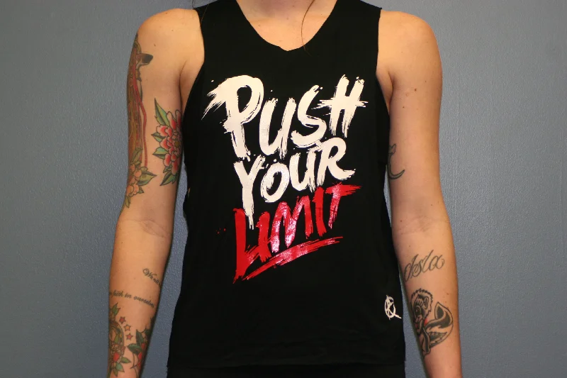 Women’s Black "Push Your Limits" Muscle Tank rhinestone tank top