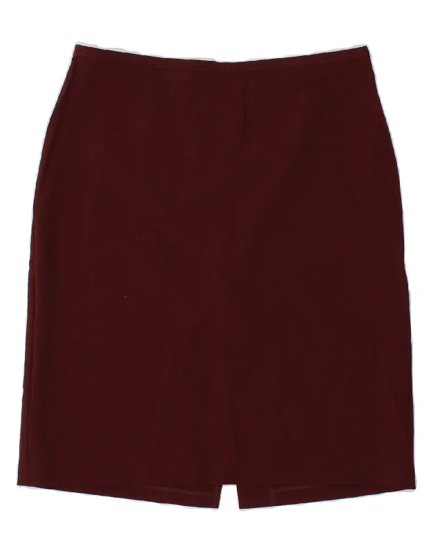 BENETTON Womens Pencil Skirt IT 46 Large W32  Burgundy Wool velvet skirt luxurious