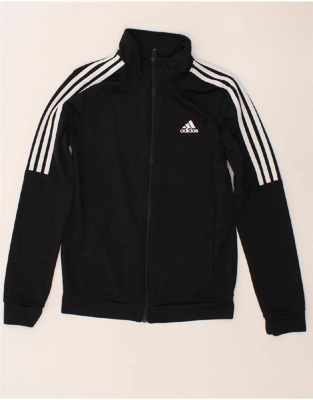 ADIDAS Womens Tracksuit Top Jacket UK 12 Medium Black Fleece Fabric Down Fabric Feather Fabric