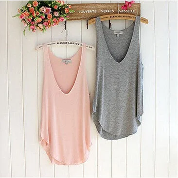 Fashion Woman Vest Amazing Lady Sleeveless V-Neck Candy Color Vest Loose Tank Tops slim fit tank