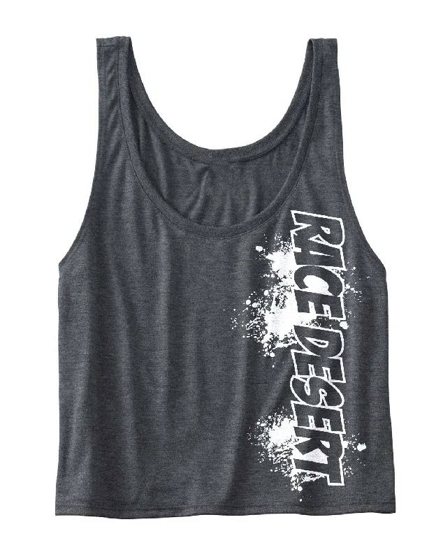 Womens Race Desert Splatter Boxy Crop Tank - Grey scoop neck tank