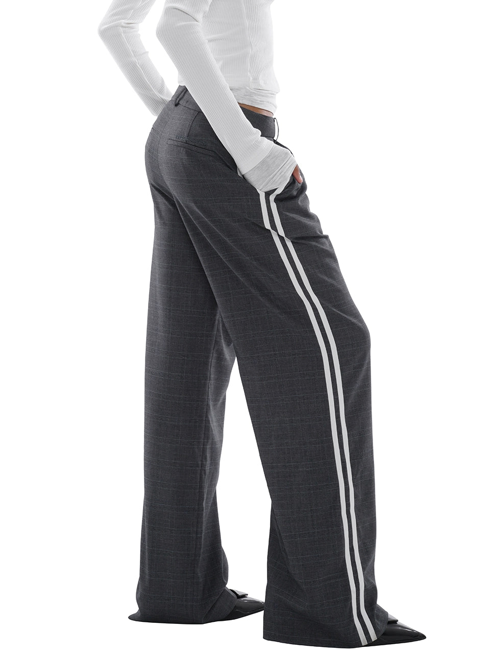 "Weisure" Wide Leg Side-stripe Dad Pants High-Waist Yoga Pants