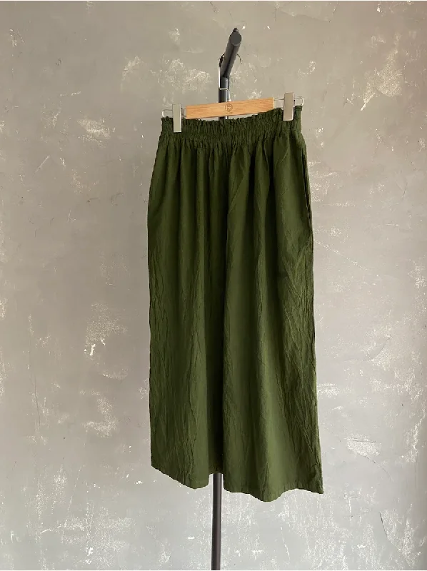 Hand Dyed Farmer's Pants in Army Green High-Waist Yoga Pants