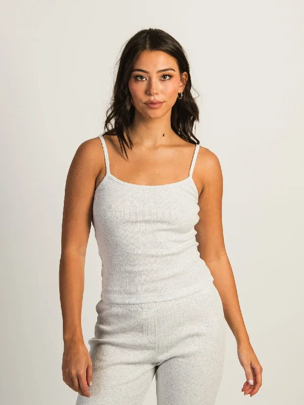 HARLOW PAYTON POINTELLE MELANGE TANK - CLOUD charcoal tank top