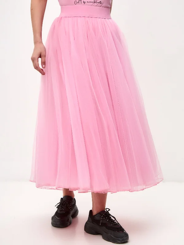 Pink tulle skirt Princess cashmere skirt rich