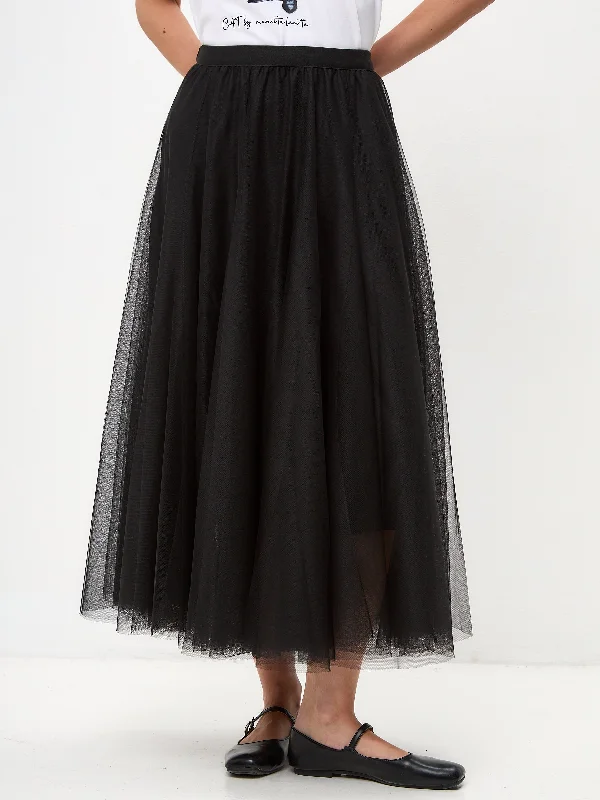 Black Tulle skirt ROCKY wool skirt warm