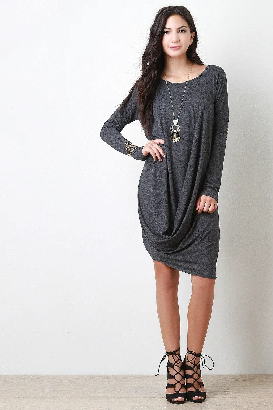 Long Sleeve Drape Hem Dress Tunics Handmade artisanal