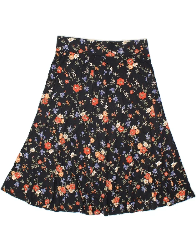 LAURA ASHLEY Womens A-Line Skirt UK 12 Medium  W30  Black Floral Cotton cotton skirt soft