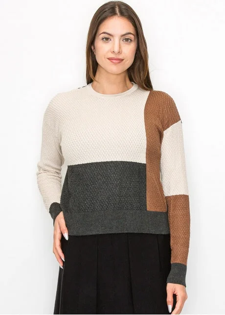 Oatmeal sweater 4343 Toggled Drawstring Belted