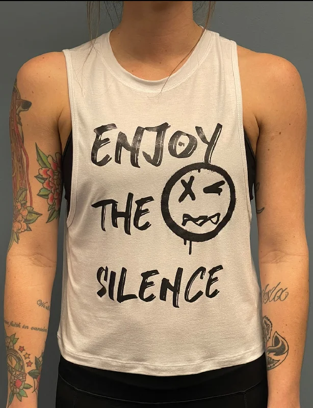 Women’s White "Enjoy the Silence" Muscle Tank casual tank top