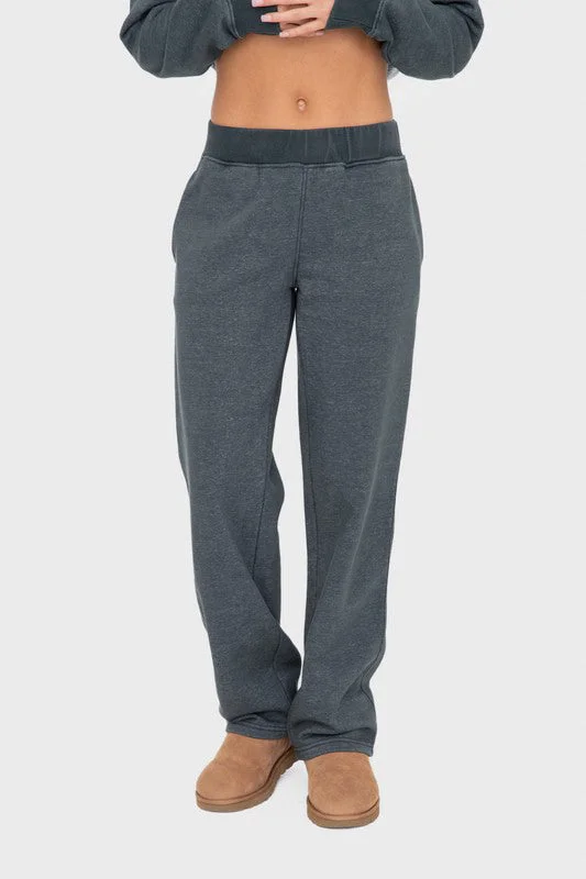 Hazel Blues® |  Mono B Elastic Waist Fleece Pants with Pockets Comfortable Fleece Pants