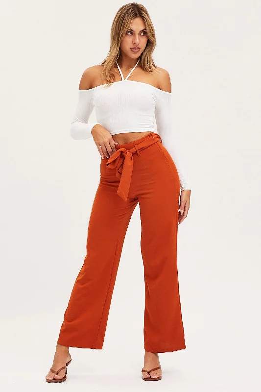 Beige Wide Leg Pants High Rise Relaxed Linen Pants