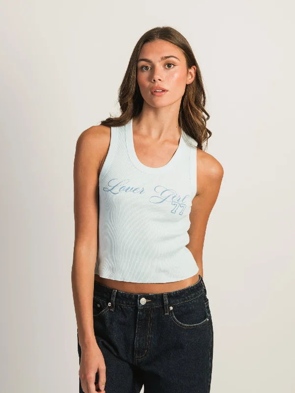 HARLOW KENDALL PRINT TANK - LIGHT BLUE long tank top