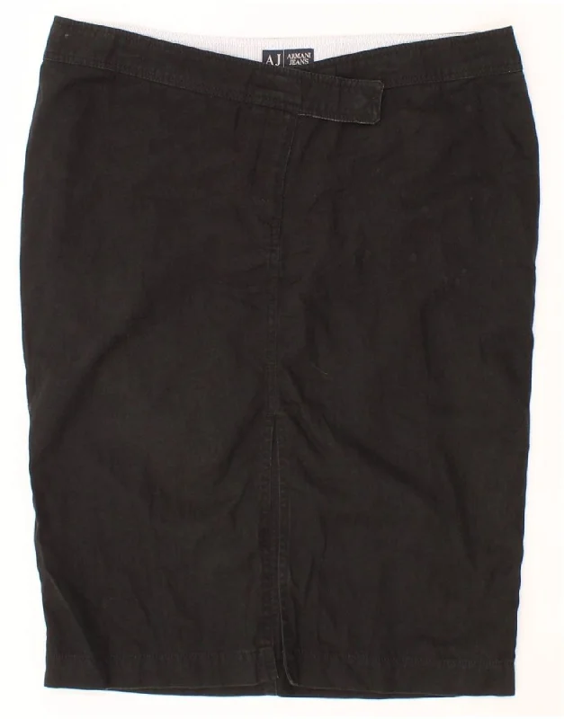 ARMANI Womens Straight Skirt UK 16 Large W34  Black Cotton wool skirt sturdy