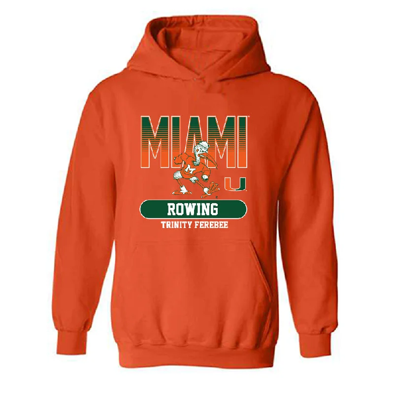 Miami - NCAA Women's Rowing : Trinity Ferebee - Classic Fashion Shersey Hooded Sweatshirt Hoodie with Color Block Contrast Stylish