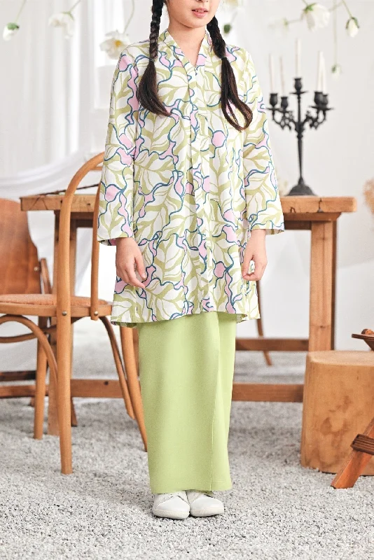 The Mimpian Buttons Skirt - Tea Green silk skirt lustrous