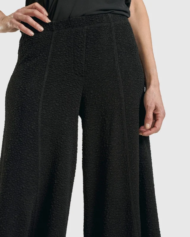 Jacquard Punto Pants, Black Soft Cotton Pants