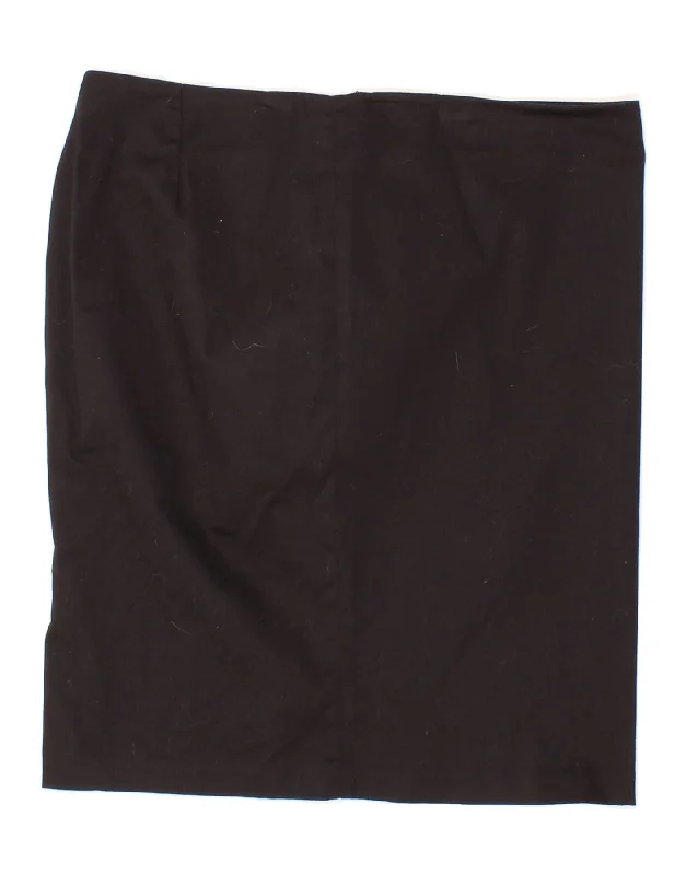 BENETTON Womens Straight Skirt IT 46 Large W32  Black Cotton chiffon skirt lightweight