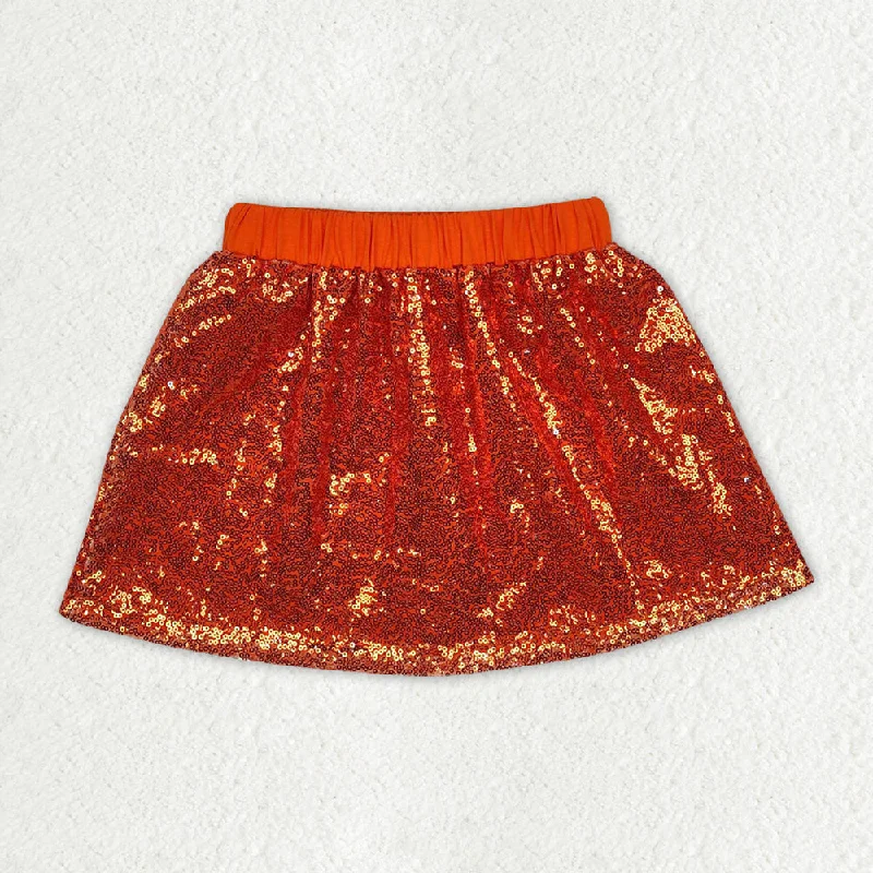 GLK0038--long sleeve orange sequin Skirt linen skirt natural