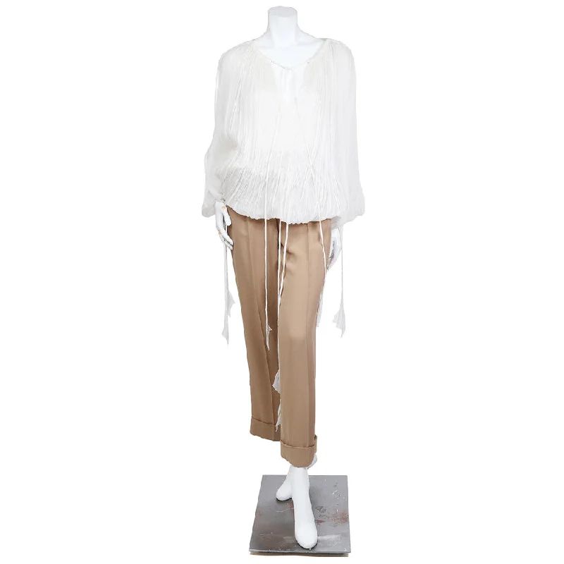 2000s Mousseline Peasant Top and Pants Set Classic Flared Pants