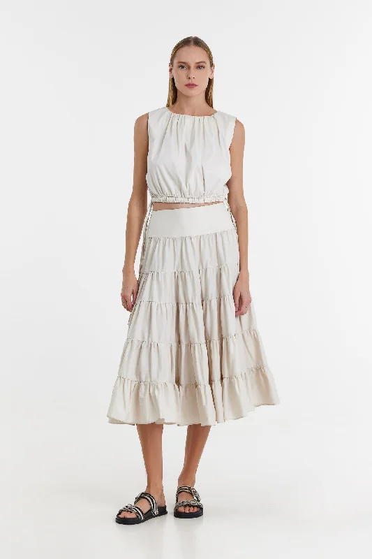 Devotion Twins Eliana Skirt 024.317G | Off White denim skirt classic