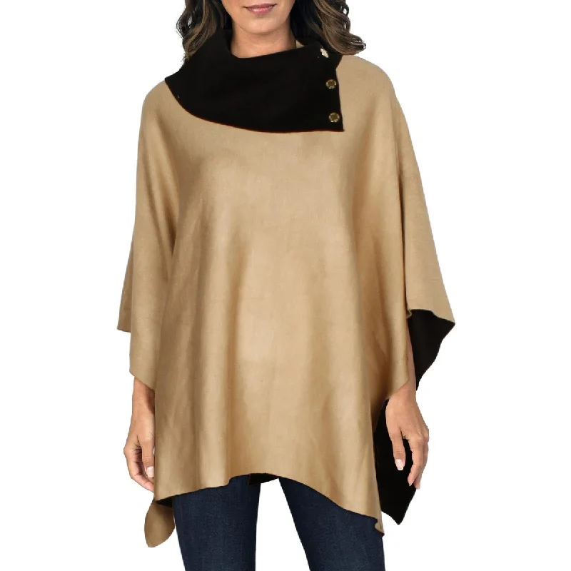 Womens Knit Embellished Poncho Sweater Faux Fur Fabric Real Fur Fabric Shearling Fabric