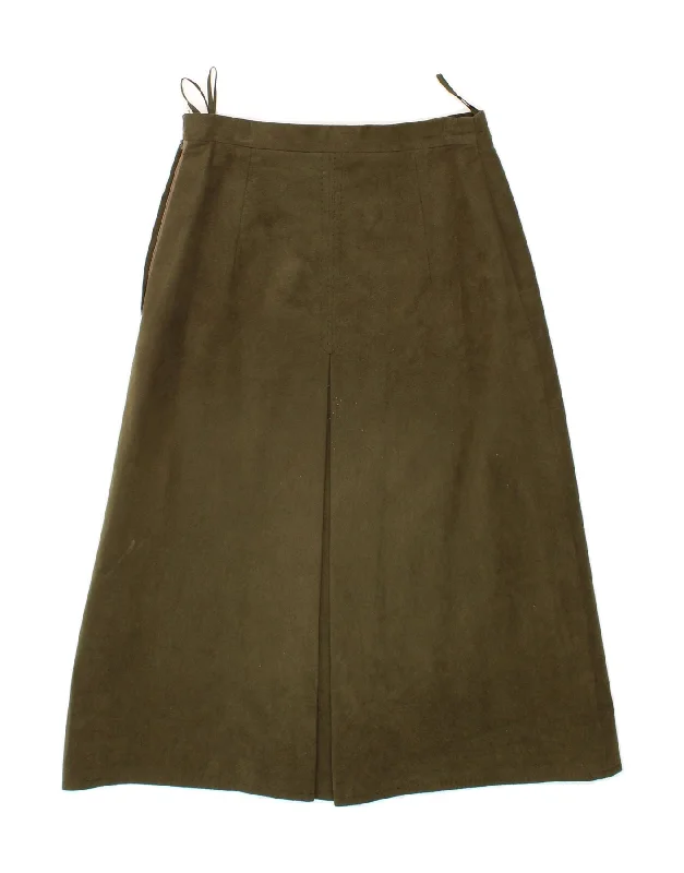 VINTAGE Womens Suede Skirt IT 38 XS W25 Green velvet skirt luxurious