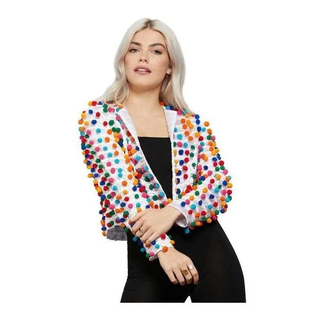 Fever Pom Pom Festival Jacket, Rainbow Rayon Jacket Velvet Jacket Corduroy Jacket