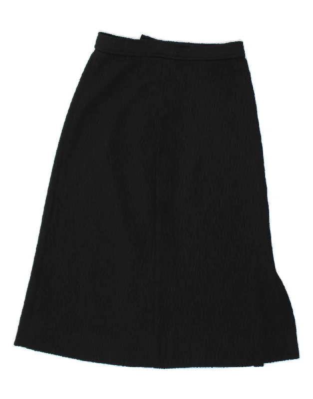 VINTAGE Womens High Waist A-Line Skirt UK 12 Medium W26  Black Polyester vintage skirt charm