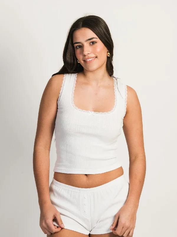 HARLOW ERYN TANK TOP - WHITE ribbed tank top