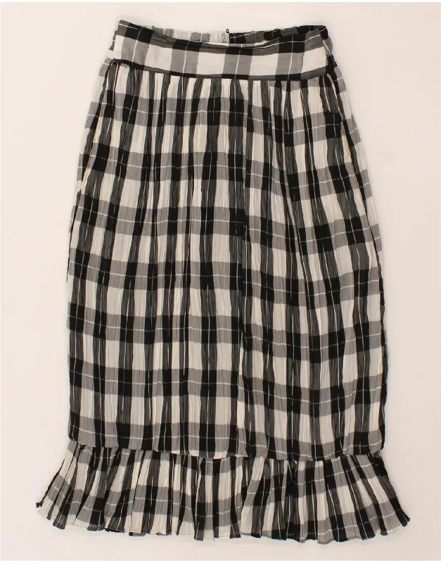 VINTAGE Womens Trumpet Skirt Small W26 Black Check Acetate a-line skirt cut