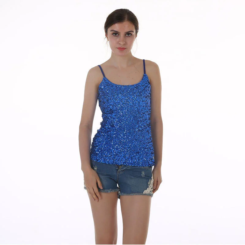 Europe Tank Tops Womens party vest Europe sequined Paillette tank top yoga tank top