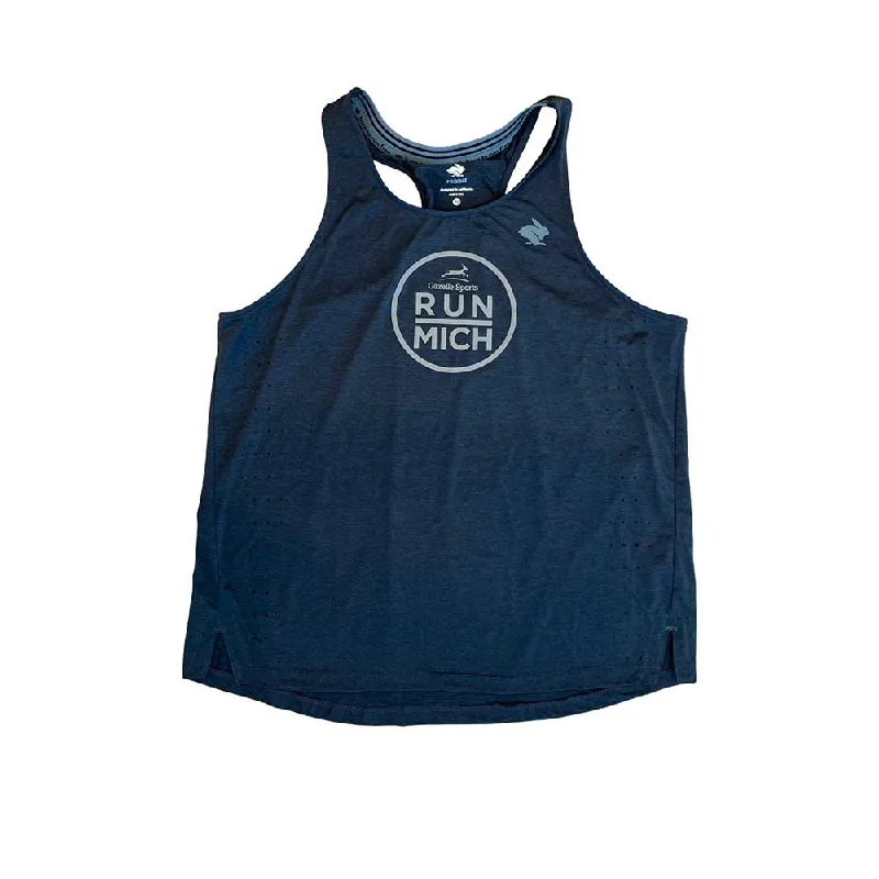 Women's RUN MICH Race Pace Tank - Black/Light Grey sexy tank top