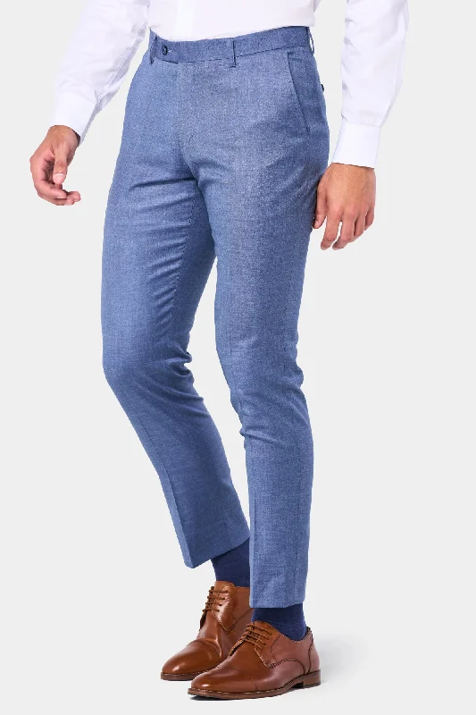 Blue Sharkskin Pants Comfy Cargo Trousers