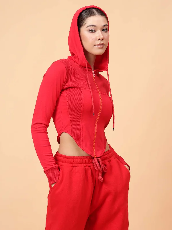 Fikin Women Red Fleece Corset Jacket Fleece Jacket Down Jacket Parka