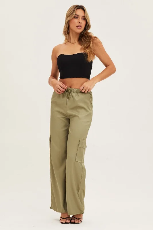 Green Boyfriend Cargo Pant Comfortable Denim Trousers