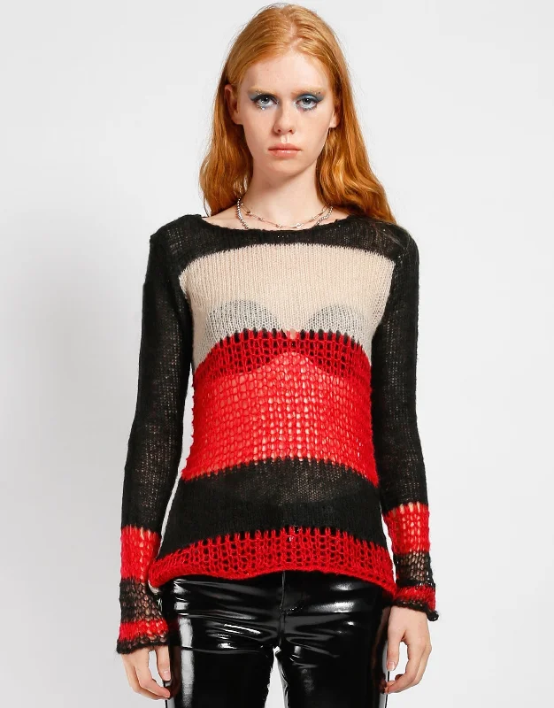 PUNK STRIPE SWEATER Seamless Knitted Crochet