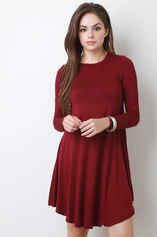 Long Sleeve Mini Shift Dress Tunics Essential wardrobe