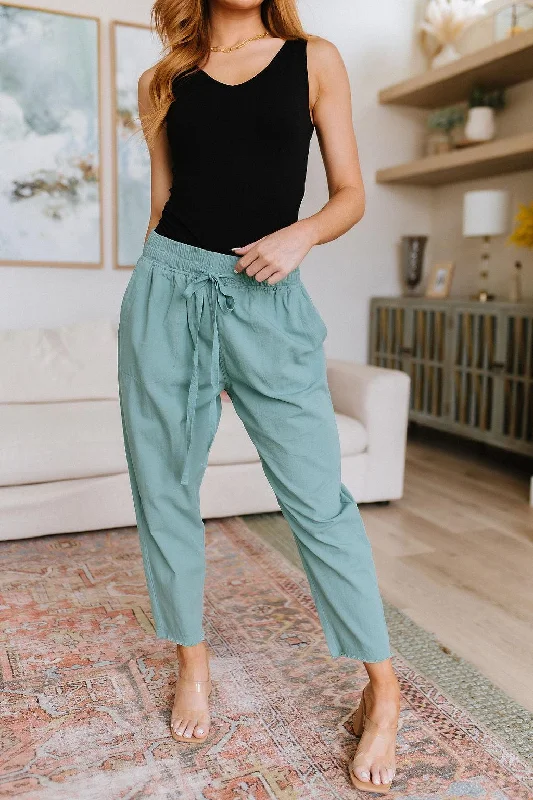 Hazel Blues® |  Love Me Dearly High Waisted Pants in Jade Classic Straight-Leg Pants