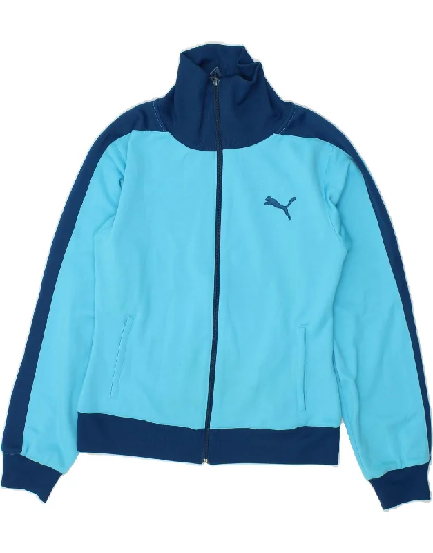 PUMA Womens Tracksuit Top Jacket UK 12 Medium Blue Colourblock Polyester Striped Jacket Polka Dot Jacket Floral Jacket