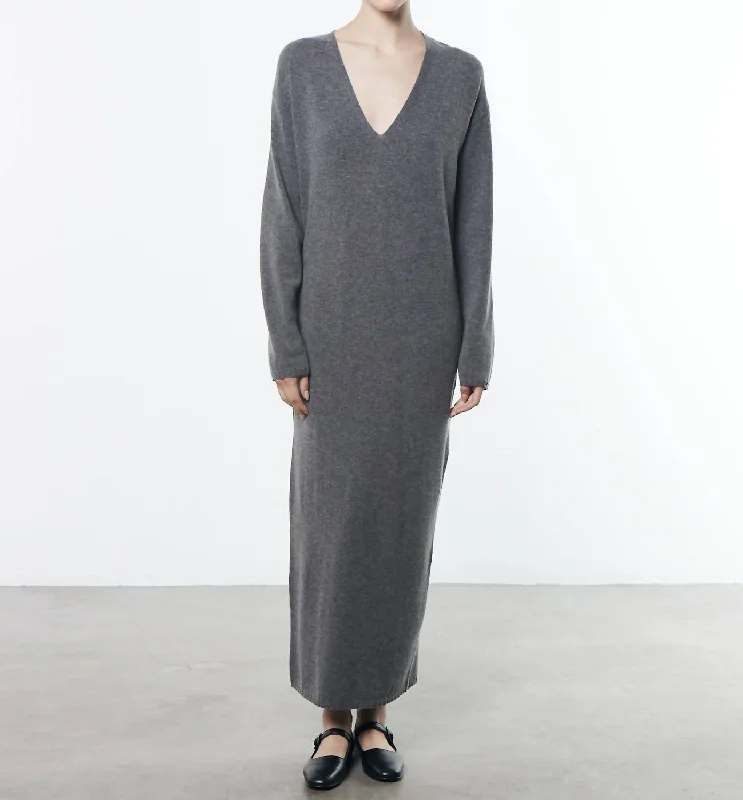 Coccoon Sweater Dress In Heather Grey Hooded Caped Shawl Collar